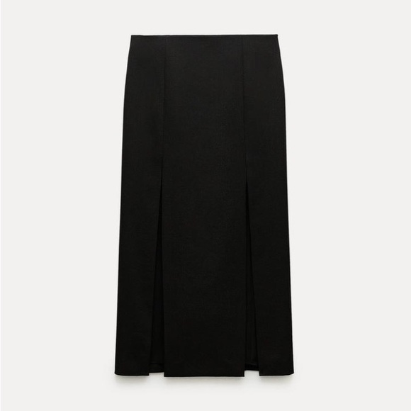 Zara SLIT WOOL SKIRT ZW COLLECTION. Black. Size XS. New with Tags. - Picture 9 of 10